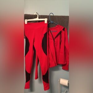 Women's Red and Black Activewear Set